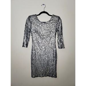 Silver Sequin Mini Dress